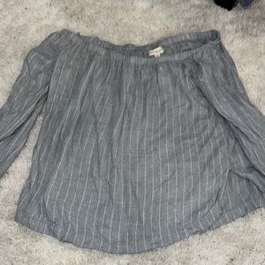 CLOTH AND STONE GREY OFF THE SHOULDER LONGSLEEVE SHIRT